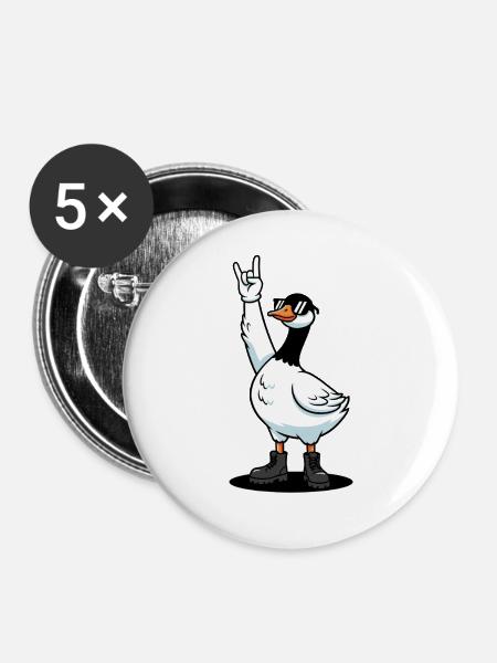 Gans Rock Musik Fan Geschenkidee - Buttons groß 56 mm (5er Pack) - Weiß