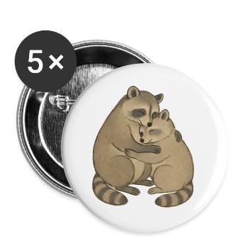 Couple de ratons laveurs câlins - Lot de 5 grands badges (56 mm) - blanc - Devant