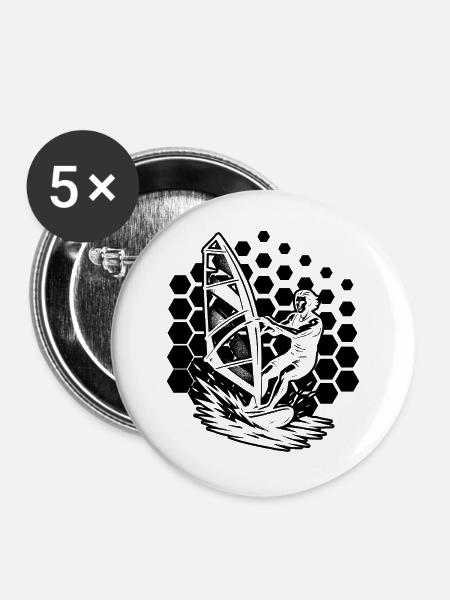 Klare Windsurfing Botschaft - Buttons groß 56 mm (5er Pack) - Weiß