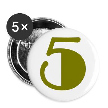 5. JUBILÄUM. 5 JAHRE. 5. JUBILÄUM - Buttons groß 56 mm (5er Pack) - Weiß - Vorne