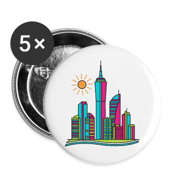 Skyline urbain abstrait vibrant Art moderne coloré - Lot de 5 grands badges (56 mm) - blanc - Devant
