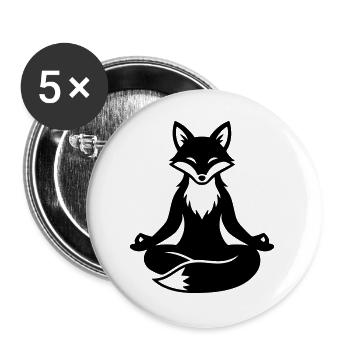 Meditating Fox Zen - Buttons large 2.2''/56 mm (5-pack) - white - Front