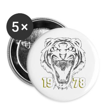 Roaring Tiger 1978 Retro - Buttons groß 56 mm (5er Pack) - Weiß - Vorne