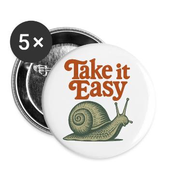 Take It Calm, Snail Rétro - Lot de 5 grands badges (56 mm) - blanc - Devant