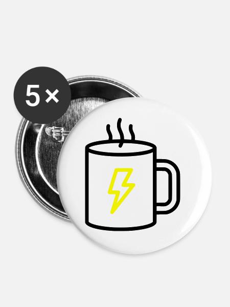 Kaffeebecher Blitz Energie - Buttons groß 56 mm (5er Pack) - Weiß
