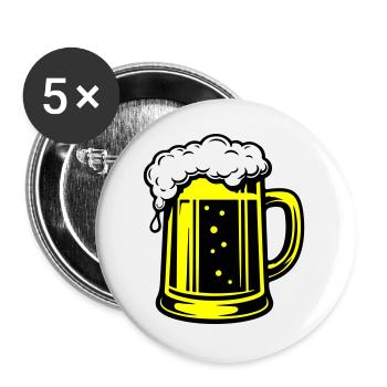 Bière Beer Symbol Beer - Lot de 5 grands badges (56 mm) - blanc - Devant