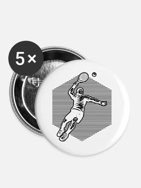 Klassisches Padel Motiv - Buttons groß 56 mm (5er Pack) - Weiß