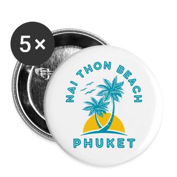Coucher de soleil de palmier de Nai Thon Beach Phuket - Lot de 5 grands badges (56 mm) - blanc - Devant