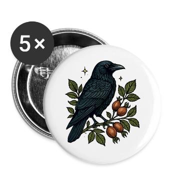 Night crow on berry vine - Buttons large 2.2''/56 mm (5-pack) - white - Front