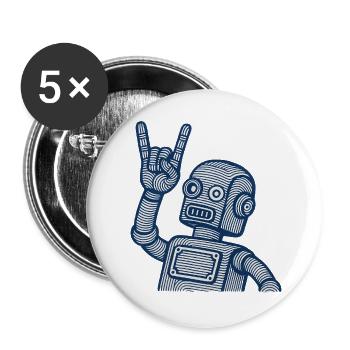 Retro Robot Horns Line Art - Buttons groß 56 mm (5er Pack) - Weiß - Vorne