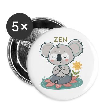 Zen Koala on Lotus - Buttons large 2.2''/56 mm (5-pack) - white - Front
