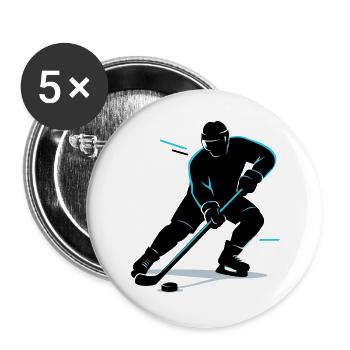 Eishockey Geschenk Kinder Hockey Lustig - Buttons groß 56 mm (5er Pack) - Weiß - Vorne