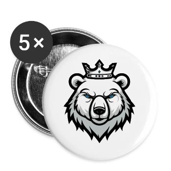 Portrait d’ours polaire Couronne tête d’ours polaire - Lot de 5 grands badges (56 mm) - blanc - Devant