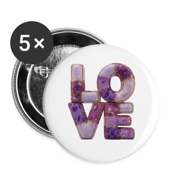 Patchwork Love Quiltlook Lettering - Buttons large 2.2''/56 mm (5-pack) - white - Front