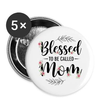 Glücklich Mama Zu Sein Mama Geschenk - Buttons groß 56 mm (5er Pack) - Weiß - Vorne