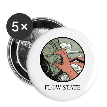 Flusszustand: Handgreifender Berg - Buttons groß 56 mm (5er Pack) - Weiß - Vorne