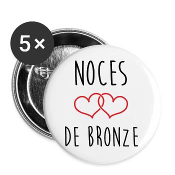 Bronze-Hochzeit: 22 Jahre Liebe - Buttons groß 56 mm (5er Pack) - Weiß - Vorne