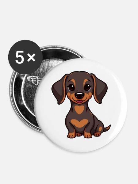 Dachshund Baby - Buttons groß 56 mm (5er Pack) - Weiß