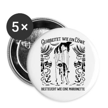 Gearbeitet Wie Ein Löwe, - Buttons groß 56 mm (5er Pack) - Weiß - Vorne