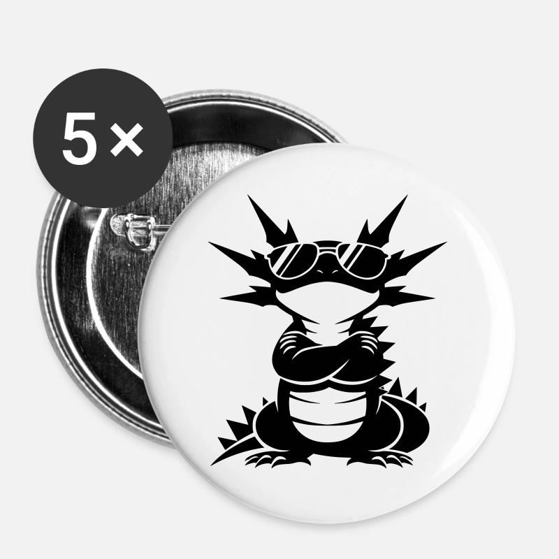Cooler Axolotl mit Sonnenbrille - Buttons groß 56 mm (5er Pack) - Weiß