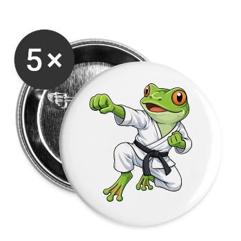 Grenouille Crapaud Tradition du Karaté au Japon - Lot de 5 grands badges (56 mm) - blanc - Devant