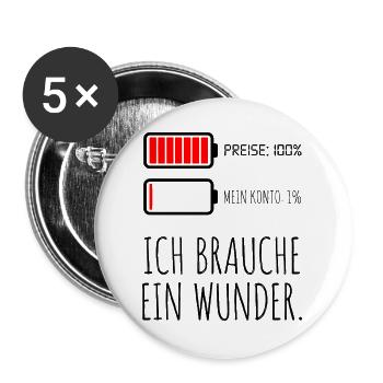 Preise 100% Mein Konto 1% - Buttons groß 56 mm (5er Pack) - Weiß - Vorne
