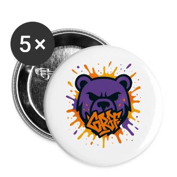 Bär schlecht geleckte Pop-Art - Buttons groß 56 mm (5er Pack) - Weiß - Vorne