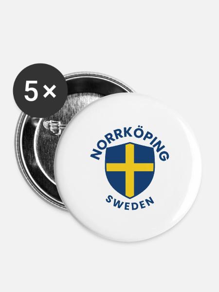 Norrsköld-Schildmotiv - Buttons groß 56 mm (5er Pack) - Weiß