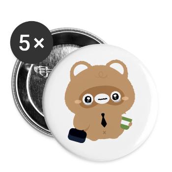 Castor Fatigué - Lot de 5 grands badges (56 mm) - blanc - Devant