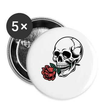Rockabilly Skull – Rose Statement Gothic Love - Buttons groß 56 mm (5er Pack) - Weiß - Vorne