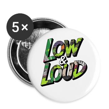 Low & Loud JDM Car Tuning Street Style - Buttons groß 56 mm (5er Pack) - Weiß - Vorne