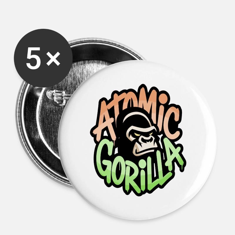 Atomic Gorilla Graffiti - Buttons large 2.2''/56 mm (5-pack) - white