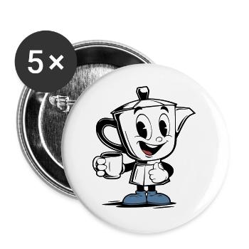 Vintage Mokkakanne Mascot - Buttons groß 56 mm (5er Pack) - Weiß - Vorne