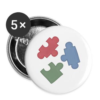 Puzzle Colors Puzzle Group of Three - Buttons large 2.2''/56 mm (5-pack) - white - Front