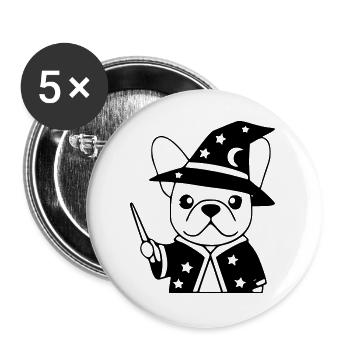 Frenchie Wizard Magic Outline - Buttons large 2.2''/56 mm (5-pack) - white - Front