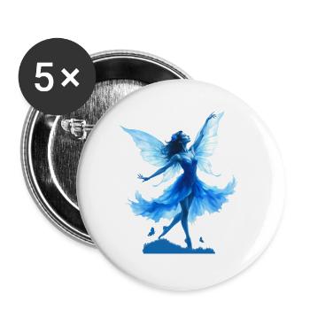 Blue Fairy in Flight - Buttons large 2.2''/56 mm (5-pack) - white - Front
