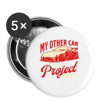 My Other Car Also Project JDM Racing - Buttons large 2.2''/56 mm (5-pack) - white - Front