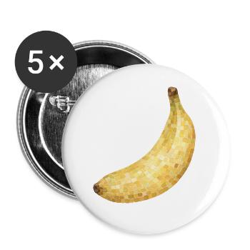 Mosaik Banane Goldgelb - Buttons groß 56 mm (5er Pack) - Weiß - Vorne