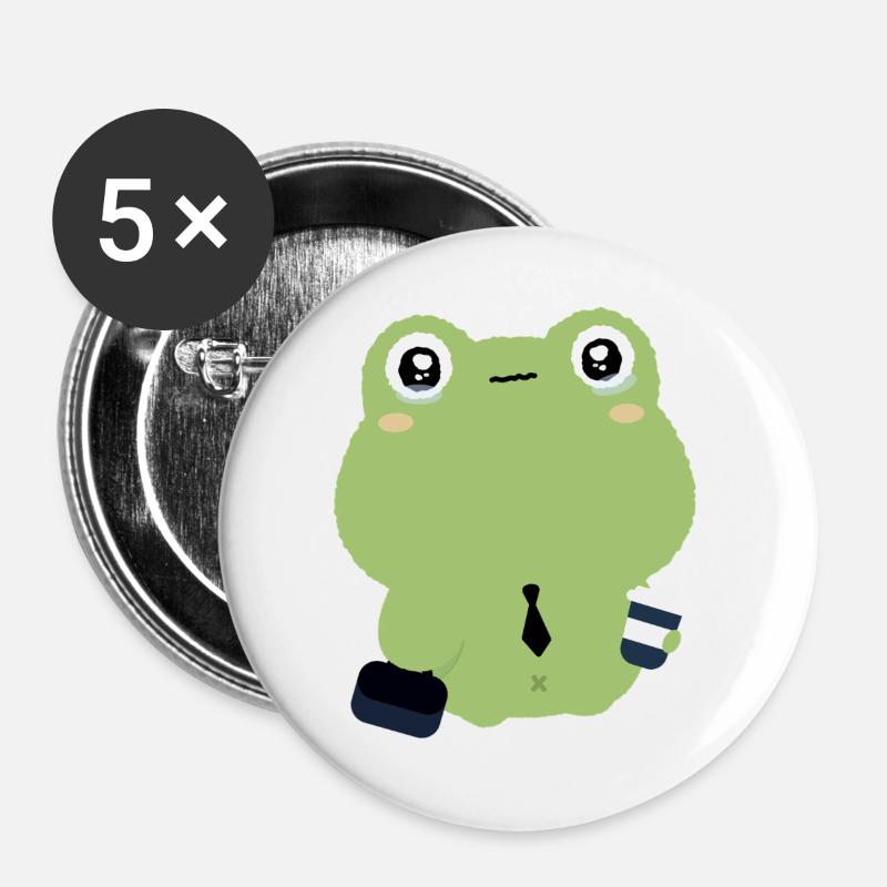 Tired Office Frog in Tie - Buttons large 2.2''/56 mm (5-pack) - white