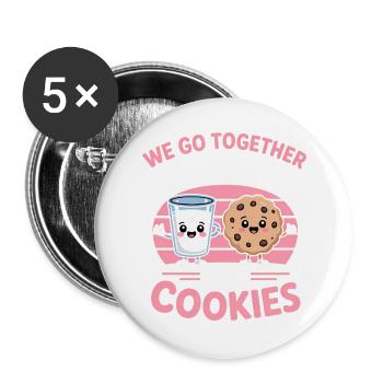 Milk and Cookies Best Friends Kawaii Design - Lot de 5 grands badges (56 mm) - blanc - Devant