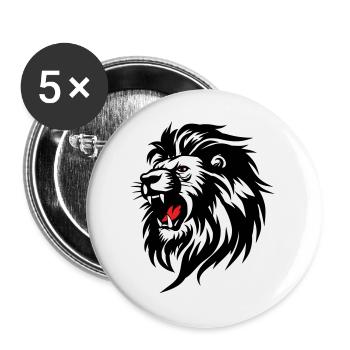 Rowing Lion Silhouette with Red Tongue - Buttons large 2.2''/56 mm (5-pack) - white - Front