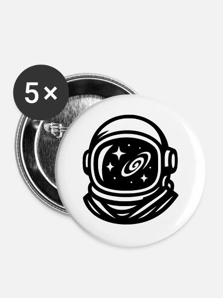 Astronaut - Buttons groß 56 mm (5er Pack) - Weiß