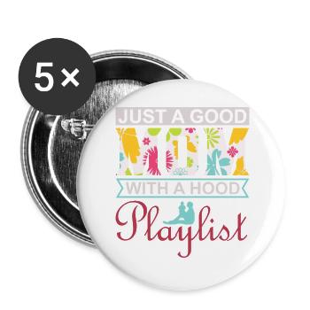 Juste une bonne maman avec une cagoule Chemise de playlist - Lot de 5 grands badges (56 mm) - blanc - Devant