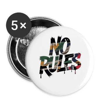 No Rules Street Art Spruch Graffiti Camouflage - Buttons groß 56 mm (5er Pack) - Weiß - Vorne