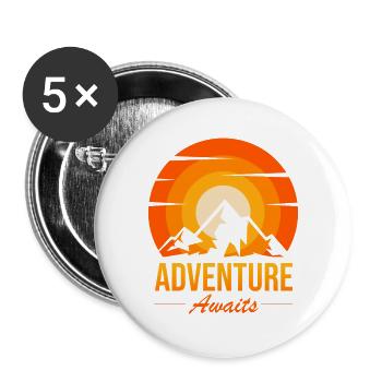 Adventure Awaits Peak Sunset - Buttons large 2.2''/56 mm (5-pack) - white - Front