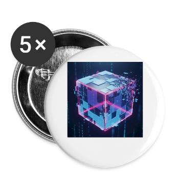 Digitaler Würfel Technologie Digital Cube Tech - Buttons groß 56 mm (5er Pack) - Weiß - Vorne