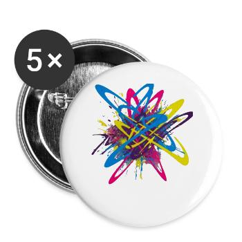 Graffiti Farbexplosion für Street Art Fans - Buttons groß 56 mm (5er Pack) - Weiß - Vorne