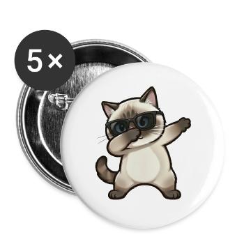 Dabbing Siamese Cat - Buttons large 2.2''/56 mm (5-pack) - white - Front