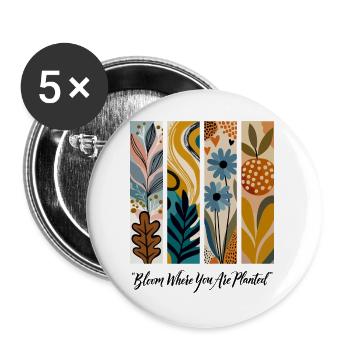 Blooming Botanical Panel Collage - Buttons large 2.2''/56 mm (5-pack) - white - Front