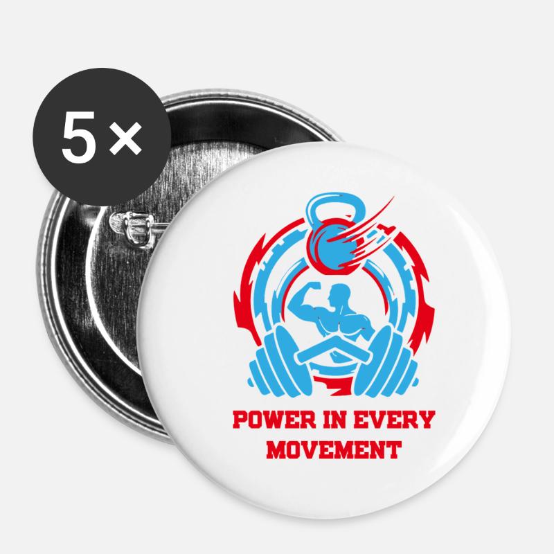 PowerInEveryMovement - Buttons groß 56 mm (5er Pack) - Weiß